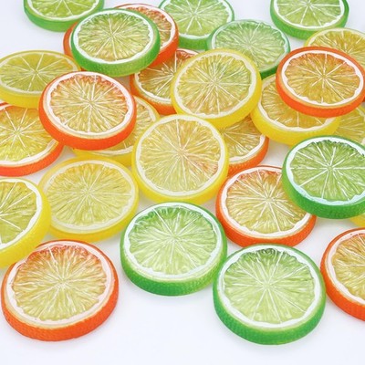 30pcs Fake Lemon Slice Garnish Artificial Fruit Faux Food House Bar Decoratio...