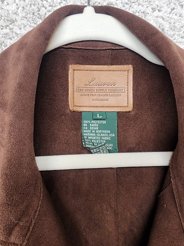 Ralph Lauren Dry Goods Faux Suede Dark Brown Oversized Field Barn Jacket LARGE - Picture 9 of 18