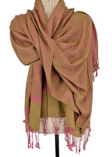 PASHMINA Scarf Wrap Subtle Green Pink Print 70 Pasmina 30 Silk 28"X72" Nice