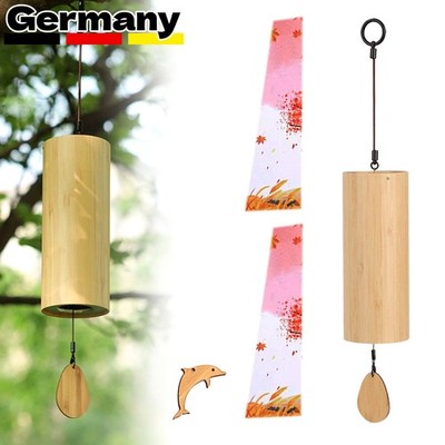 Holz Windspiel Klang-Spiel Bambus 38cm Vogelhaus Klangröhren Garten Feng Shui