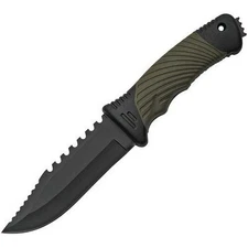 China Made Tactical Knife Black Fixed-Blade Glass Breaker Sawback - 211493-SB
