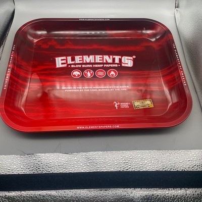 New Large Elements Red Rolling Papers Tray 13''x11'' Metal Tray Free Shipping