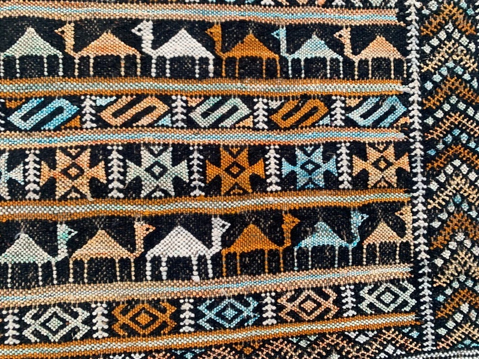 Alfombra Kilim Sabra tradicional de lana bereber Kilim Sabra tejida a mano marroquí vintage de 2x3 pies Foto 3 de 4