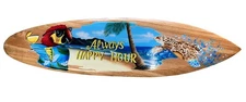 39” ALWAYS HAPPY HOUR AIRBRUSHED SURFBOARD SIGN WALL ART TIKI DECOR PARROT