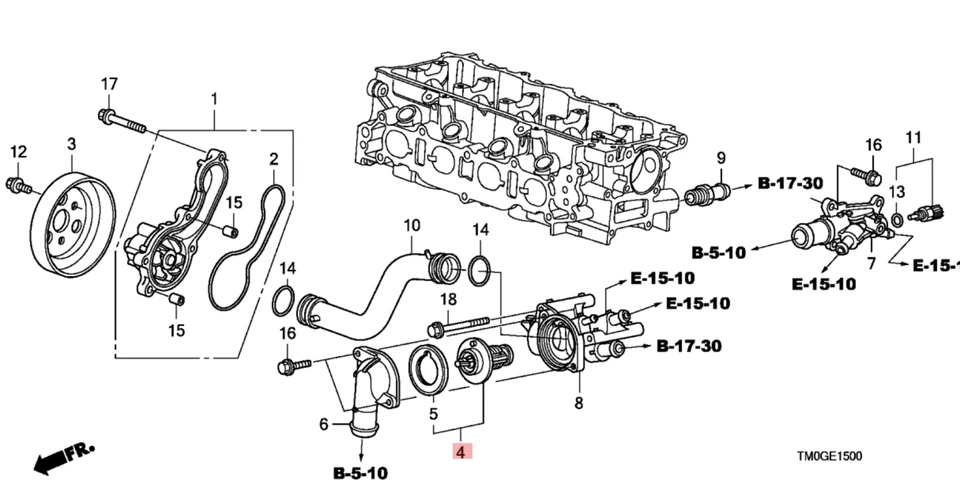 OEM For Honda Thermostat & Gasket Accord Prelude Integra CRV Civic 19301-PAA-306 - Image 2 of 4