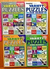 Lot of 4 PENNY PRESS VARIETY PUZZLES and GAMES  New Unsolved  Free Shipping