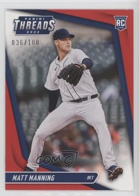 2022 Panini Chronicles Threads Red 36/100 Matt Manning #6 Rookie RC 0nr3