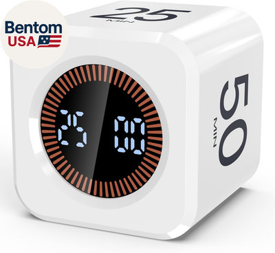 Digital Pomodoro Timer Cube 5/10/25/50Min, Visual Productivity Flip Timer for Ki