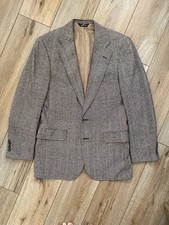 Polo University Club by Ralph Lauren Wool Tweed Blazer 42 Gray Beige Herringbone
