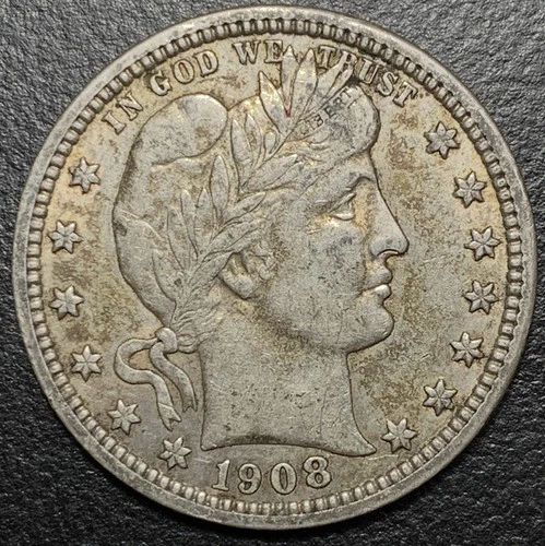 1908 O Barber Silver Quarter 25c 90% New Orleans Mint Choice Original XF/AU Coin