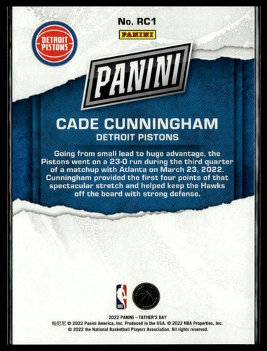2022 Panini Festa del Papà #RC1 Cade Cunningham Rookies - Foto 2 di 2