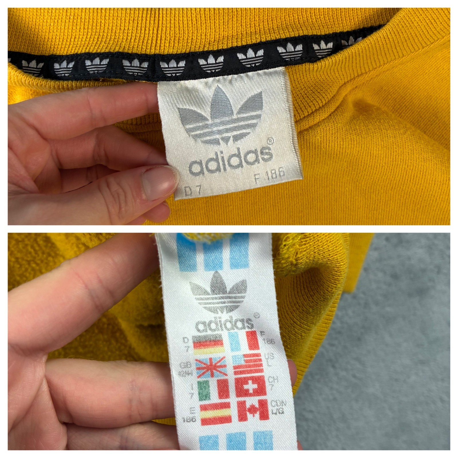 Vintage Adidas 1990's Yellow Trefoil Spellout Size 42/44 Large Sweatshirt image 5