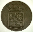 1780 Netherlands VOC East India Company Copper Duit Coin Lion Shield