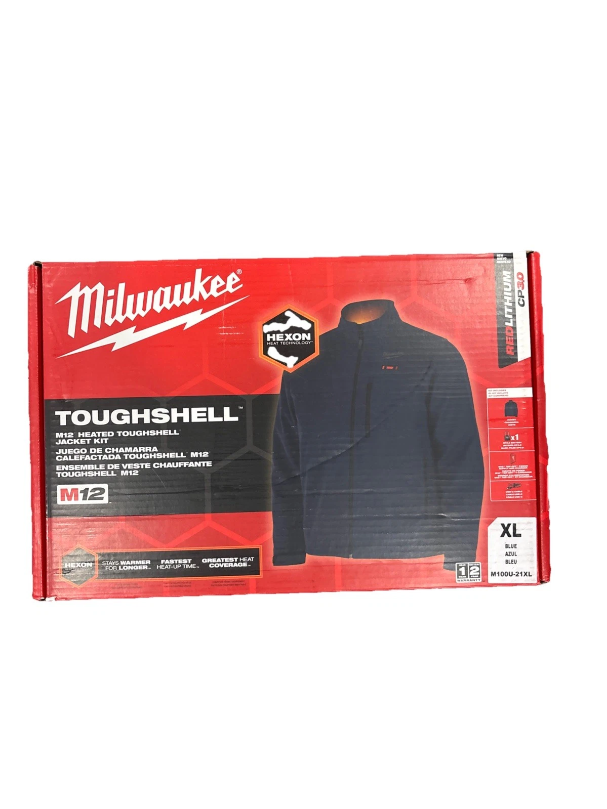 Men's X-Large M12 12-Volt Lithium-Ion Cordless Tough Shell Navy Blue Heated