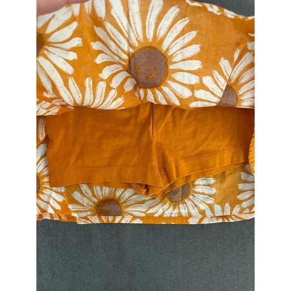 Niñas Pequeñas Conjunto Otoño Ojales Top Body Falda Floral 2T Naranja Cottagecore Foto 3 de 4