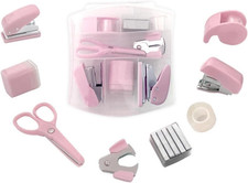 Mini Office Supply Kit Portable Case with Scissors, Mini Stapler,Tape Dispenser,