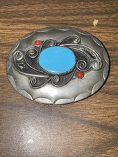 Vtg Unmarked Silver/ Turquoise Belt Buckle Navajo