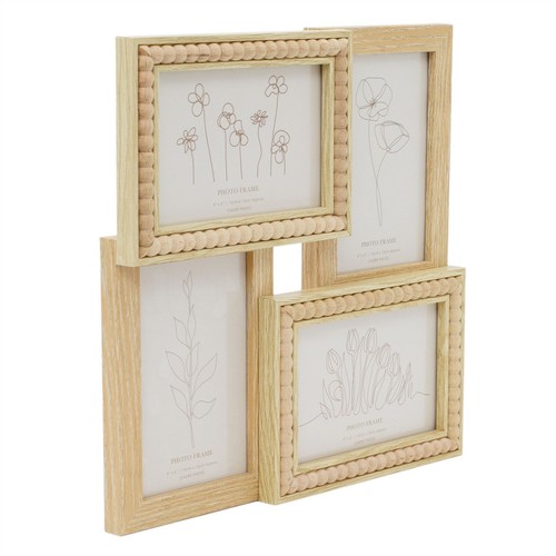 4 Aperture Beaded Photo Frame | Multi Layered Wall Mounted Collage Frame - 29cm - Picture 4 of 6