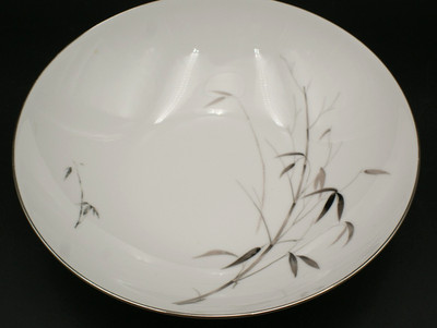 SANGO JAPAN BAMBOO KNIGHT 9 1/2'' ROUND VEGETABLE BOWL GREY BAMBOO PLATINUM TRIM