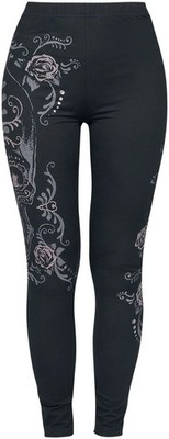 Rock Rebel by EMP Damen schwarze Leggings mit rockigem Print