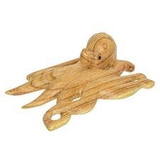 8 Inch Wood Octopus Hand Carved Nautical Sculpture Sea Life Home Decor Ocean Art