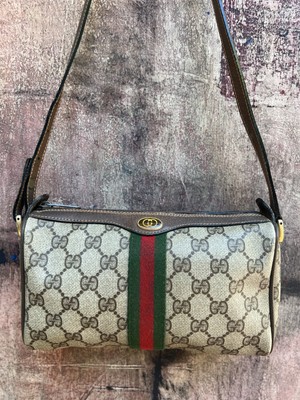 Vintage Gucci Monogram GG Red Green Stripe Crossbody Bag Authentic
