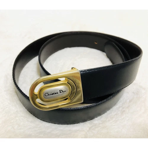 Authentique ceinture Christian Dior cuir noir femme total 105 cm du Japon