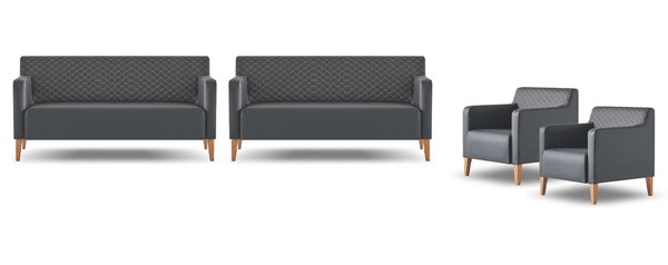 Arbeitszimmer-Set 4Tlg Schwarz 2X 3-Sitzer 2X Sessel Einfarbig Modern-image