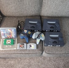 Nintendo 64 Console Lot of 3 w/ Controllers, Games (BattleTanx, WWF, Sports) 