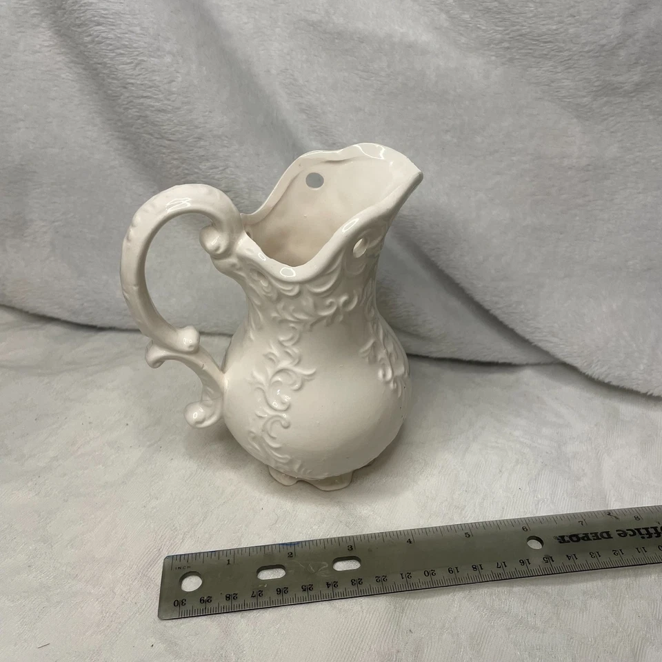 Jarra de cerámica blanca Napcoware vintage patrón provincial país francés años 60 Foto 4 de 4