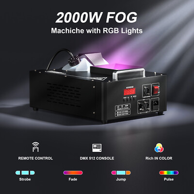 2000W RGB LED Smoke Fog Machine Vertical UP-Spray DMX Party Stage Effect Fogger