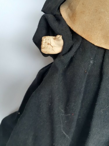 ALLES ORIGINAL antike VINTAGE NONNE PUPPE VOLLE SCHWARZE GEWOHNHEIT HANDBEMALT GESICHT - Bild 5 von 12