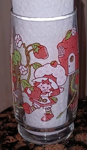 Vintage Strawberry Shortcake 1980s Glass 6" American Greetings “Its The Berries”