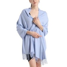 Pashmina Scarf and Shawl - Soft Women Pashminas Wrap for Wedding M . Light Blue