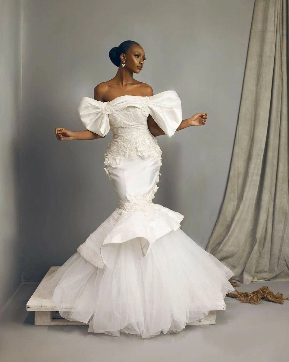 Applique mermaid wedding dress discount