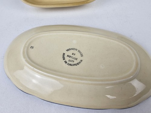 Rare VTG Metlox Vernon Ware Gigi Pattern Butter Dish with Lid No. 1279 EXCELLENT - Picture 7 of 7