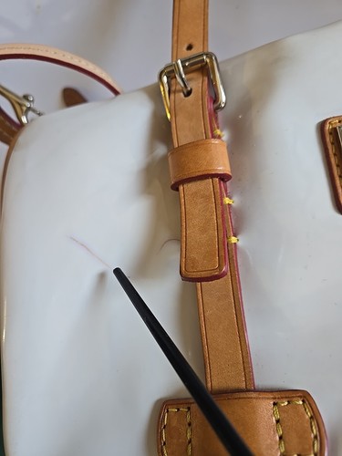 Dooney & Bourke Patent Leather Satchel with Shoulder Strap Off White - Picture 16 of 21