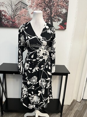 TALBOTS Women's Petite faux wrap Dress Size 14 Dolman Sleeve