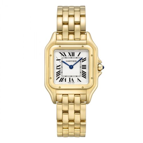Neu Cartier Panthere Medium Modell 18K Gelbgold Quarz Silber Uhr WGPN0009