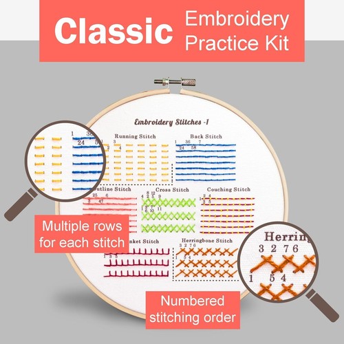Classic Embroidery Stitches Practice Kit, Embroidery Kit for Beginners - Picture 6 of 9