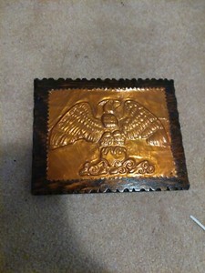 bronze and wood eagle wall hanging vintage