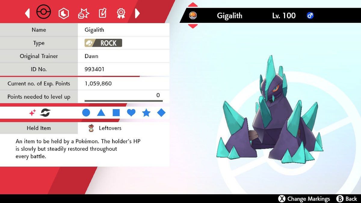 Pokemon Sword and Shield SWSH - Shiny 6IV Max EV Battle-Ready Gigalith