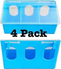 4 Pack of 3 HOLE PLASTIC QUAIL PIGEON DOVE BIRD OUTSIDE OF CAGE FEEDER