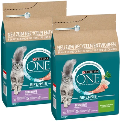 PURINA ONE Sensitive Katzenfutter Trockenfutter für Katzen mit Truthahn 5,6 kg