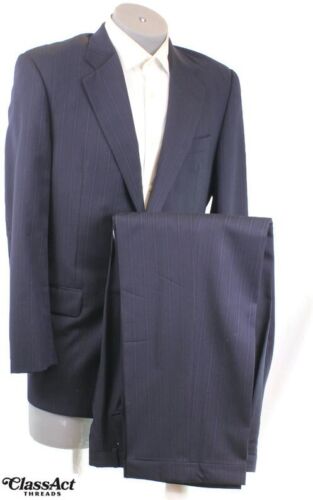 Hickey Freeman Men’s Wool 2 Piece Suit Blue Striped 39R Pleated Fronts 34" Waist - Picture 2 of 10