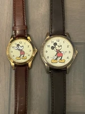 2 Mickey Mouse Watches Made By Sii Marketing Int MUO942 & MUO943 • Works New Bat