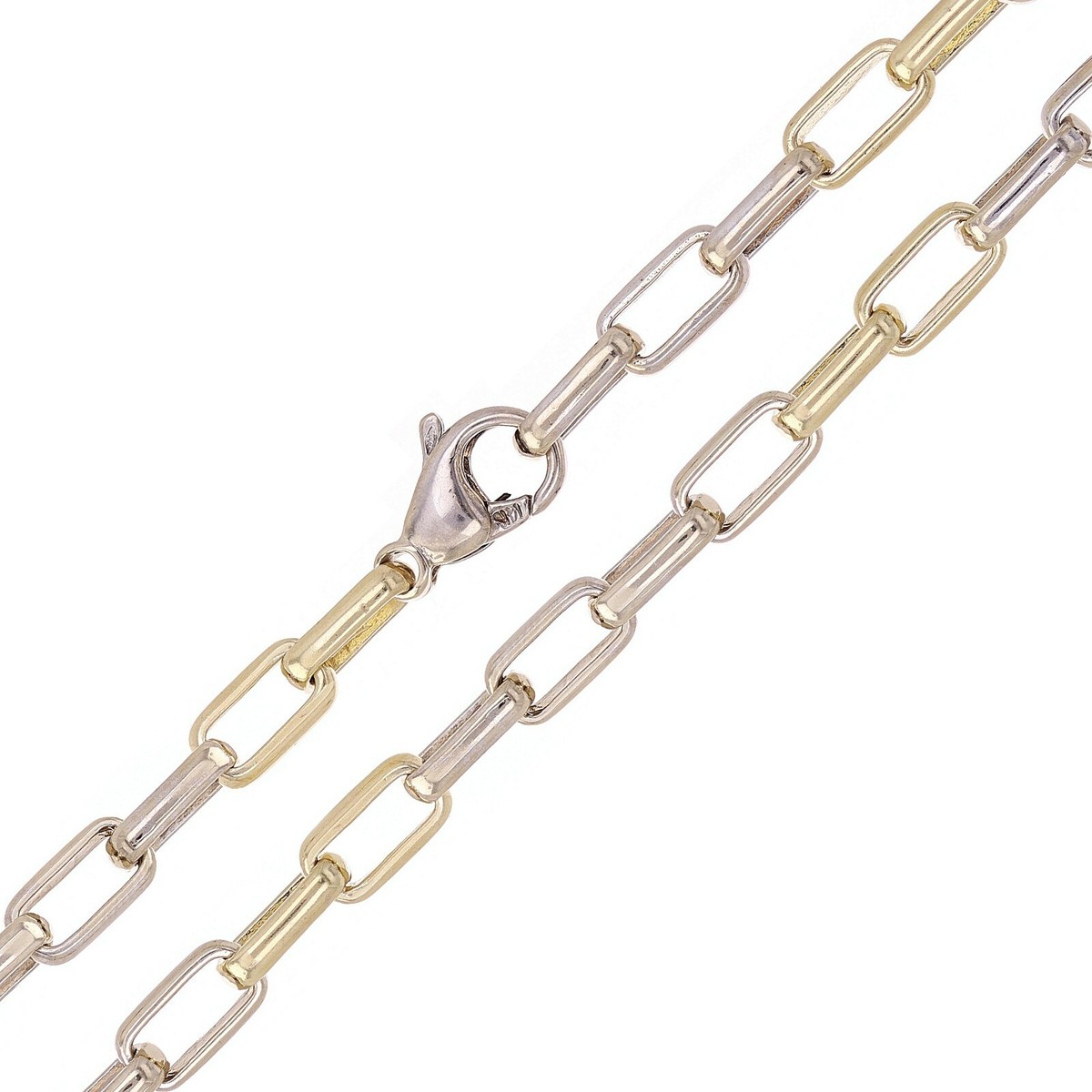 White Gold Rectangle Link Necklace 14k Yellow White Gold Solid