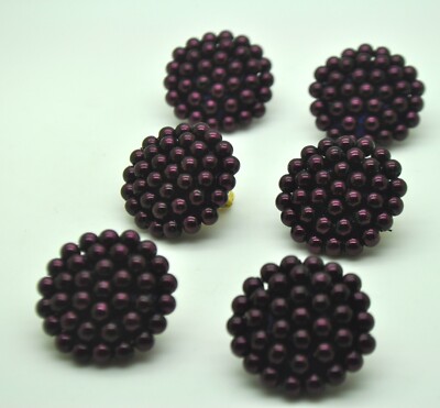 wholesale lot of 3 paires purple Faux Pearl Bead Button ClipOn handmade Earrings