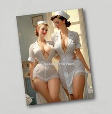 Fridge magnet Pin up Girl Nurse Lingerie Model / Woman . Vintage Retro Art (47)
