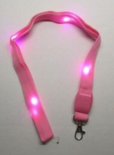 LED Blinking Light Up PINK LANYARD KEY CHAIN Ring Keychain ID Holder NEW